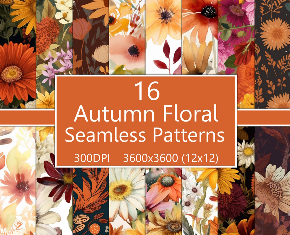 Autumn Floral Seamless Patterns