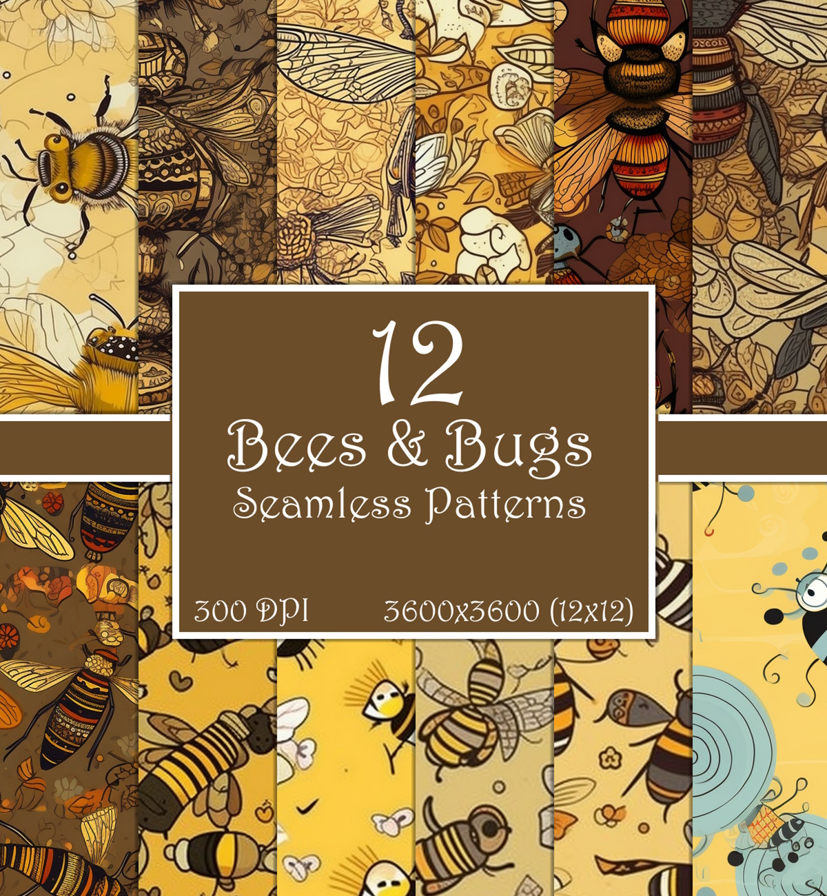 Bees & Bugs Seamless Patterns