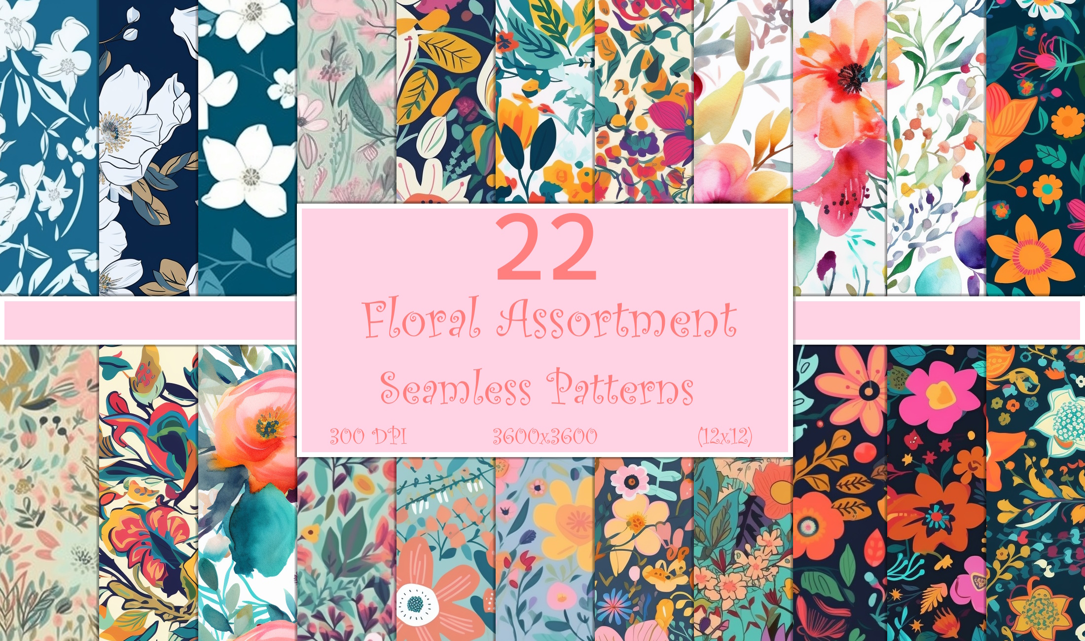 Assorted Floral Seamless Patterns