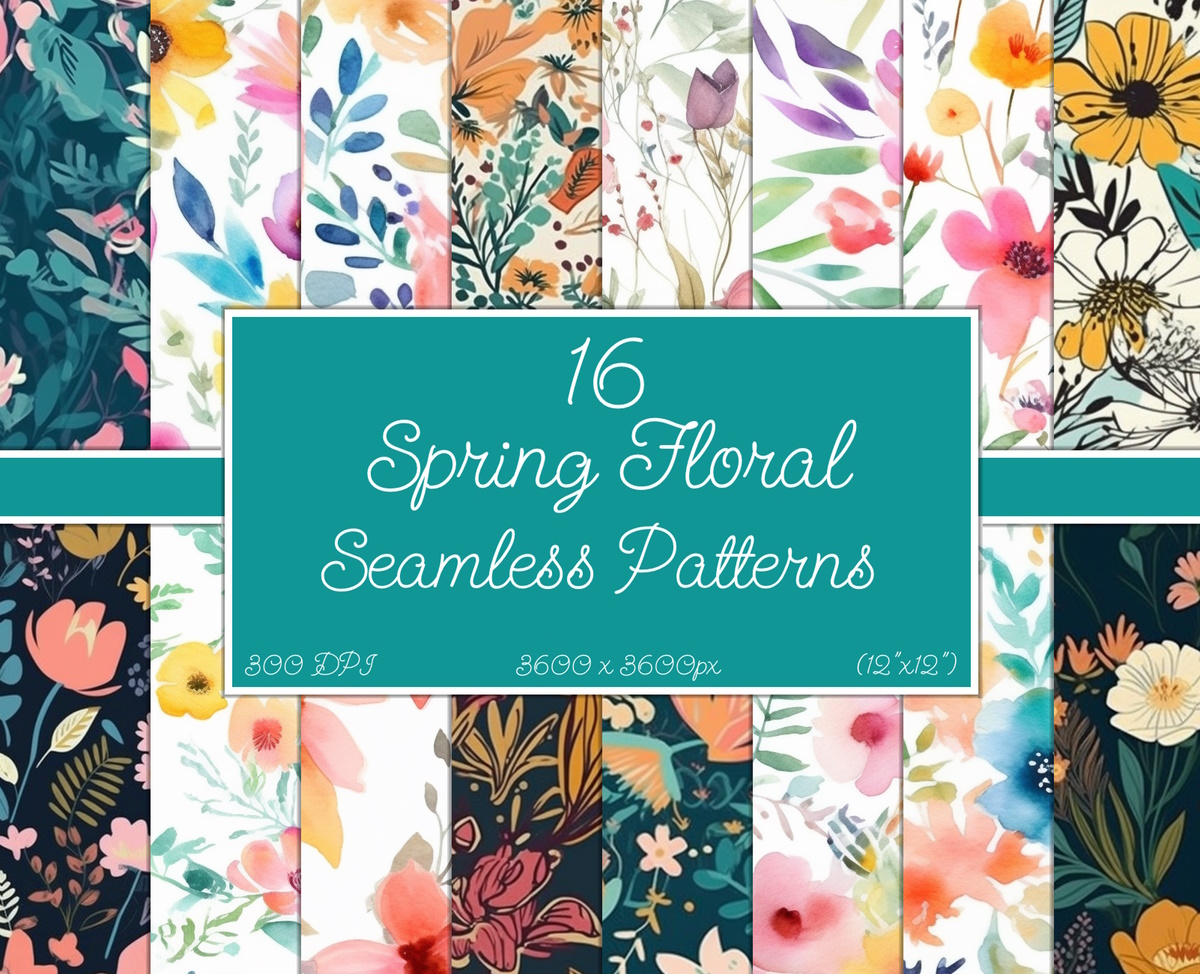 Spring Floral Seamless Patterns