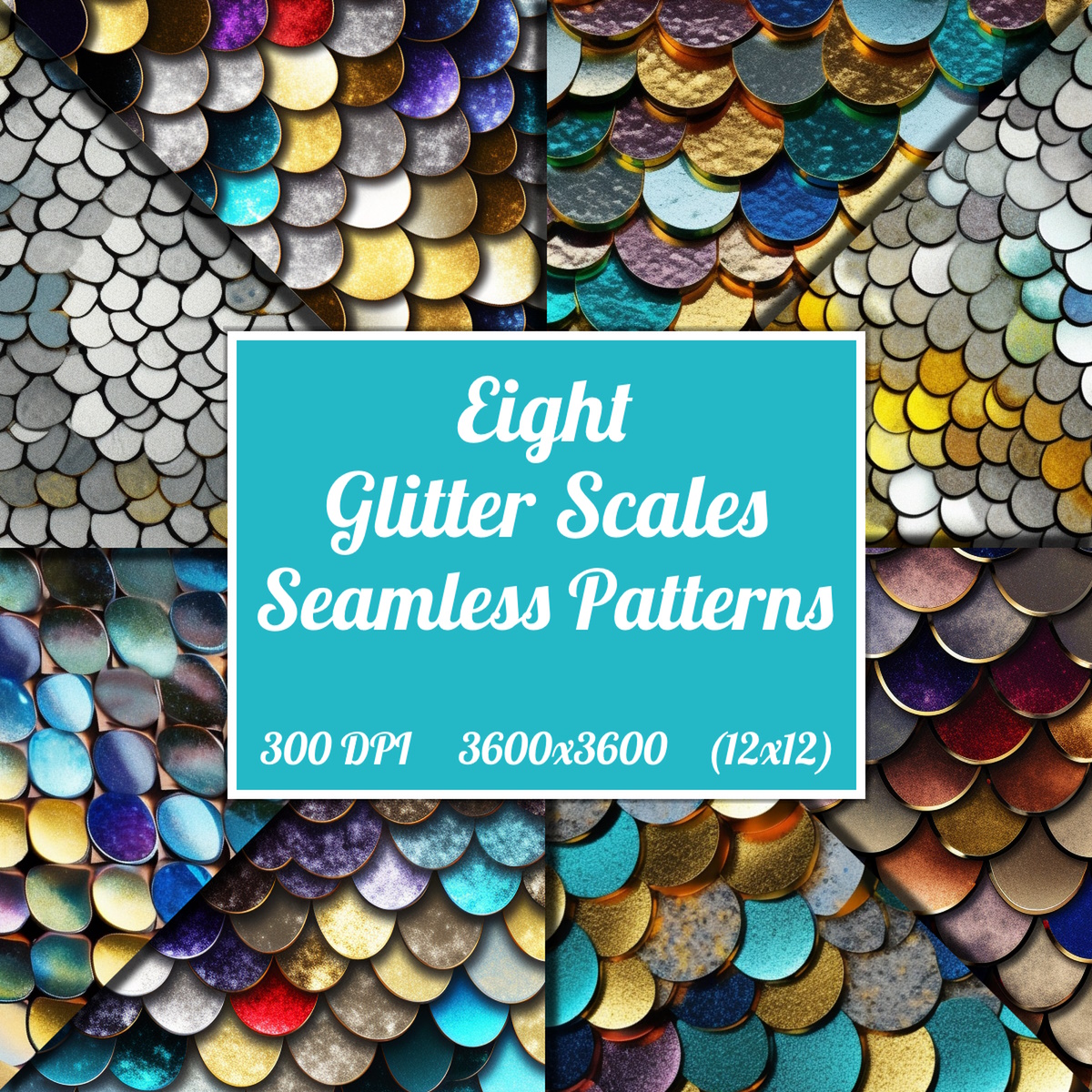 Glitter Scales Seamless Patterns