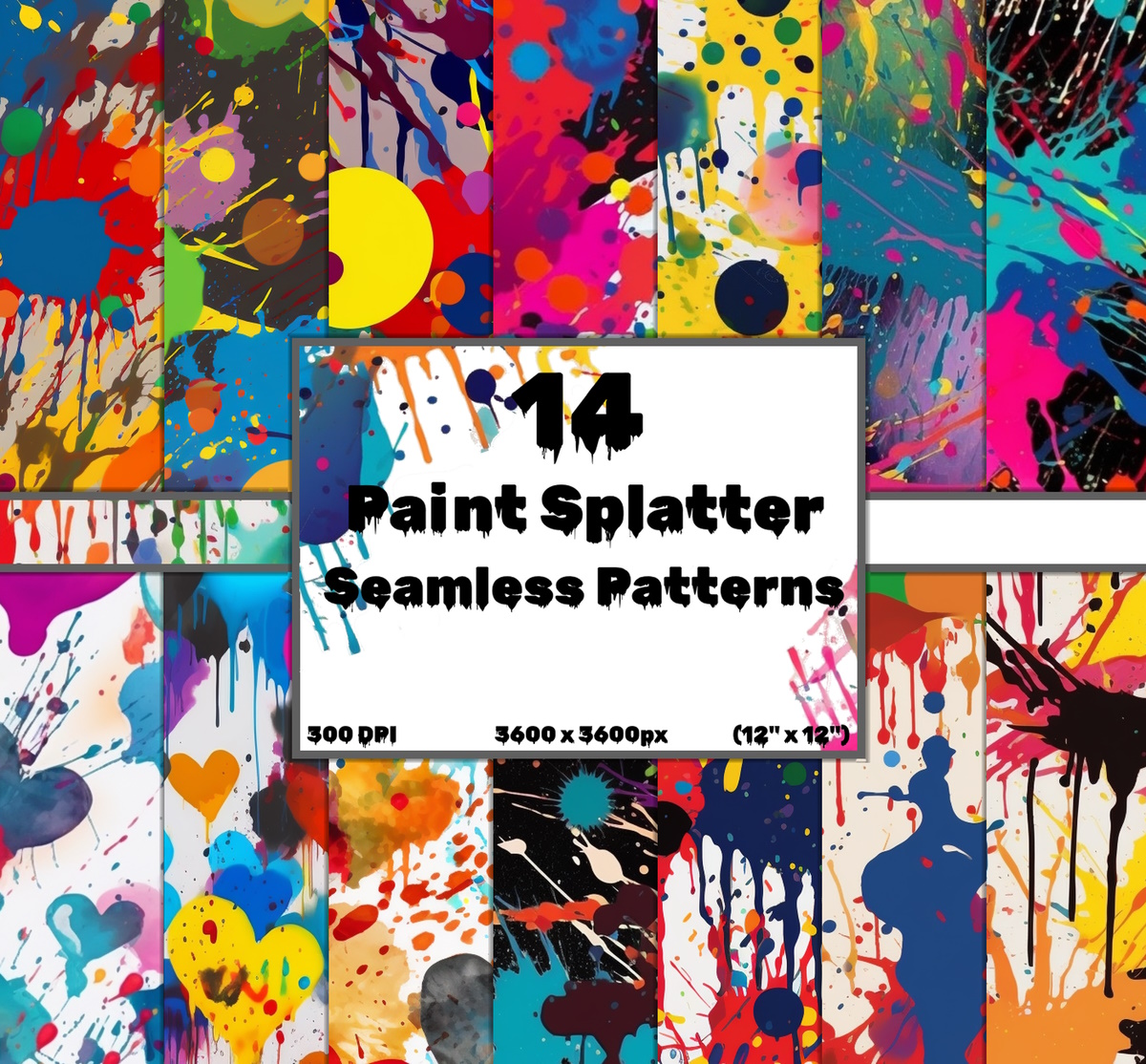 Paint Splatter Seamless Patterns